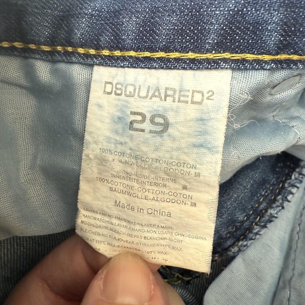 Dsquared2 Jeans Mens 29 Blue Straight Leg Distressed Denim Made Italy Designer - Picture 6 of 15